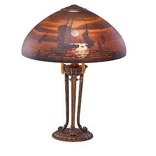 HANDEL Table lamp with sunset nautical scene