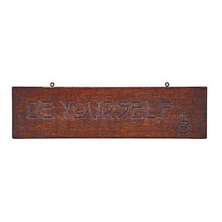 ROYCROFT Carved oak motto