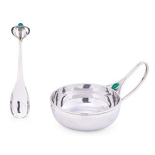CHARLES ASHBEE Porringer bowl and spoon