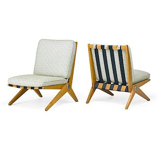 PIERRE JEANNERET; KNOLL Pair of lounge chairs