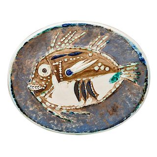 PABLO PICASSO; MADOURA Mottled Fish plate