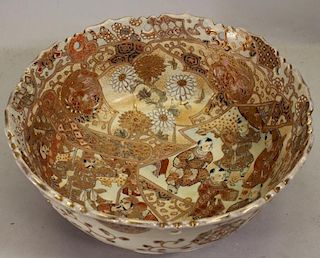 Large Signed Japanese Satusuma Porcelain Bowl
