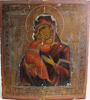 Antique Russian Icon, Mother & Child