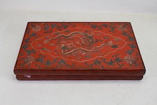 Antique Chinese Lacquered Dragon Box