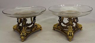 Pair of Signed H. Picard Gilt & Glass Tazzas