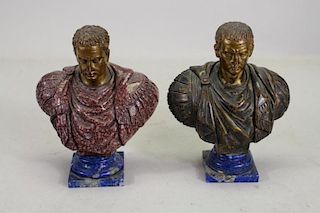 (2) Bronze/Carved Stone Busts, Cesar