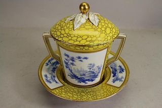 Antique Sevres Twin Handled Cup and Underplate