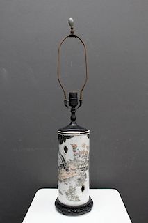 Chinese Qing Dynasty Calligraphy Signed Lamp