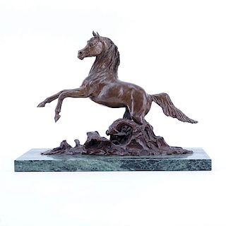 Annette Yarrow, British (b 1932) Bronze Sculpture "Model of a Horse" on Marble Base.