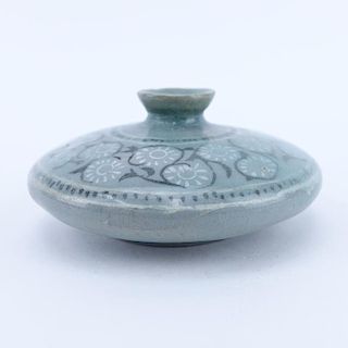 Chinese Goryeo Dynasty, 12th - 14th Century Celadon Glazed Oil Bottle.