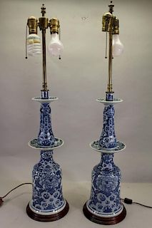 Pair of Blue/White Chinese Porcelain Lamps