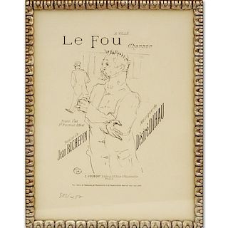 After: Henri De Toulouse Lautrec, French (1864-1901) Lithograph "Le Fou"