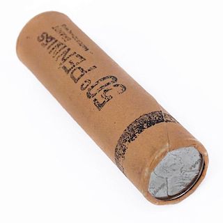 Old Bank Roll of Fifty (50) 1943 US Steel Pennies. High grade uncirculated coins with grade MS64 and higher.