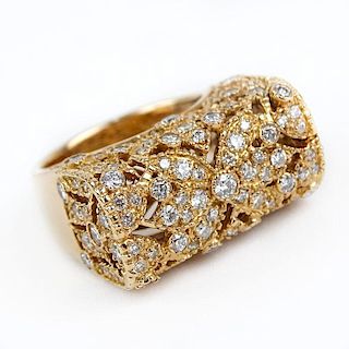 Round Brilliant Cut Diamond and 14 Karat Pink Gold Filigree Ring.