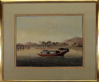 19th C. China Trade Painting"...Yangtze River..."