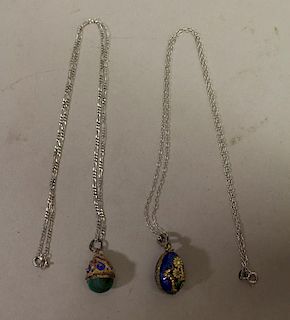 (2) Russian Egg Pendants w/ Sterling Chains