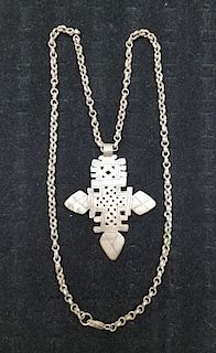 Egyptian Style Cross Necklace w/ Silver Clasp