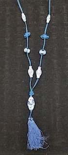 Japanese Blue/White Porcelain Bead Necklace