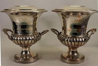 (2) Antique Twin Handled Silverplate Wine Coolers
