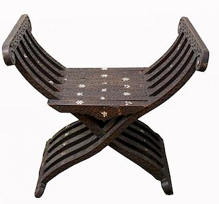 Antique Inlaid Syrian Hardwood Chair