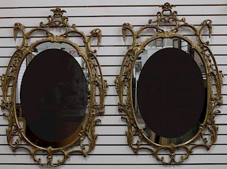 (2) Carved French Gilt/Wood Oval Mirrors