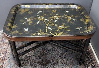Victorian Mache Inlaid Tray Table