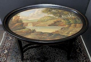 Oval Table with Landscape Painting