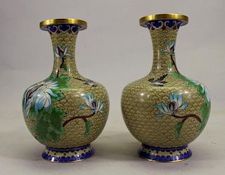 (2) 20th C. Cloisonne Vases