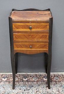 Early 20th C. 3 Drawer Side Table