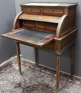 Antique French Marble Top Roll Top Desk