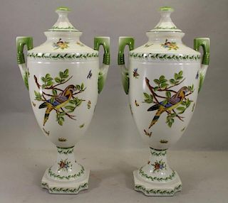 Pair Of Speer Collectible Painted Bird Vases