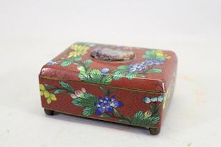 Vintage Chinese Cloisonne Red Ground Box