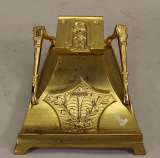 French Art Nouveau Gilt Dore Bronze Inkwell