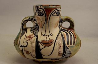 Picasso Style, Abstract Ceramic Vessel