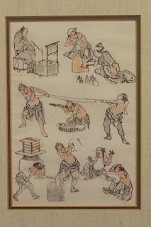 Antique Framed Japanese "Hokusai" Woodblock