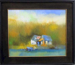 Contemporary Signed Chinese Painting of House