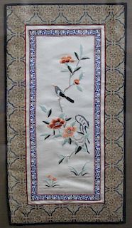 Framed Chinese Embroidery, Birds & Flowers
