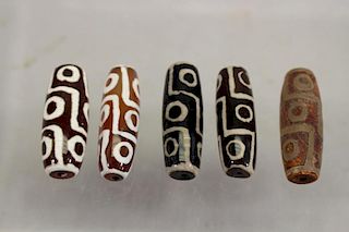 (5) Carved Tibetan Beads