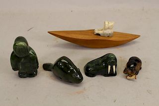 (5) Lot of Eskimo Carving Figurines