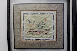 (2) Framed Chinese Embroderies