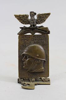 Bronze Benito Mussolini Plaque