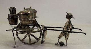20th C. Chinese Silver Man with Cart