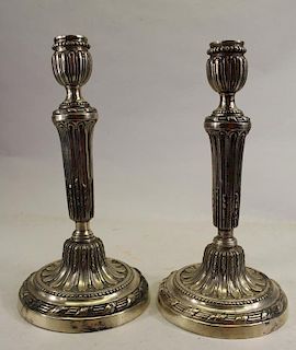 Pair of Antique Silverplate Candle Holders