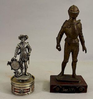 (2) Military Figures, One Silvered Bronze