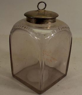 18th C. Glass/Silver Tea Caddy