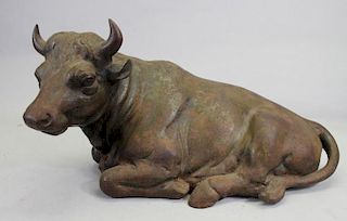 Antique Cast Iron Statue of Bull