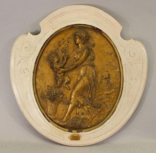 Early 20th C. Cast Plaque, Mother & Child