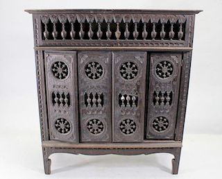 Small European Style Carved Wooden Cabinet