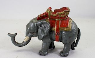 Painted Metal Circus Elephant Bank
