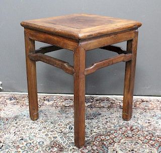 Chinese Carved Wooden Stool, Signed